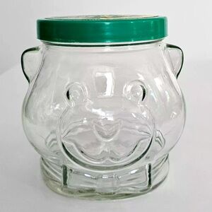COPY - Vintage Kraft Peanut Butter Glass Jar - Papa Bear Head 1988